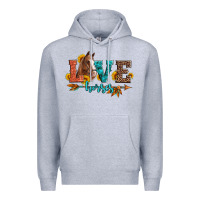 Heather Grey love horses  leather turquoise leopard Premium Hoodie - Artiststas