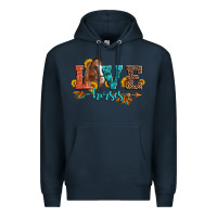 Navy love horses  leather turquoise leopard Premium Hoodie - Artiststas