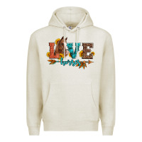 Oatmeal Heather love horses  leather turquoise leopard Premium Hoodie - Artiststas