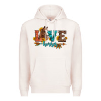 Pale Pink love horses  leather turquoise leopard Premium Hoodie - Artiststas
