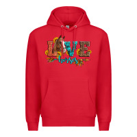 Red love horses  leather turquoise leopard Premium Hoodie - Artiststas