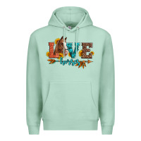 Seafoam love horses  leather turquoise leopard Premium Hoodie - Artiststas