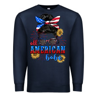 Navy All American Babe 4th of July Premium Sweatshirt - CowGirlArtShop