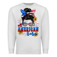 Oatmeal Heather All American Babe 4th of July Premium Sweatshirt - CowGirlArtShop