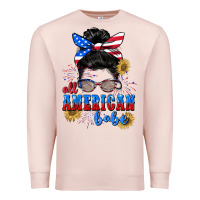 Pale Pink All American Babe 4th of July Premium Sweatshirt - CowGirlArtShop