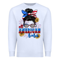 White All American Babe 4th of July Premium Sweatshirt - CowGirlArtShop