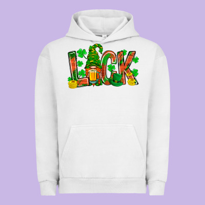 Luck With Gnome And Beer Urban Hoodie Designed By Nancycooperartshop