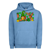 Pigment Pebble Blue luck with gnome and beer Urban Hoodie - NancyCooperArtShop
