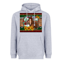 Heather Grey christmas farm and horse Heavyweight Hoodie - RanaPortraitStore