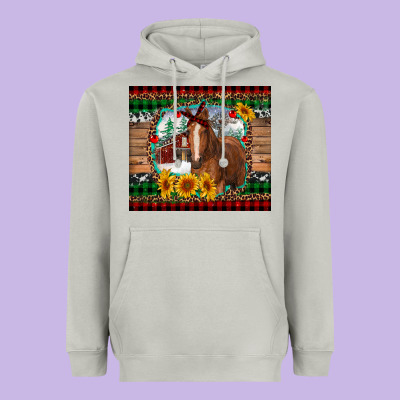 Christmas Farm And Horse Heavyweight Hoodie Designed By Ranaportraitstore