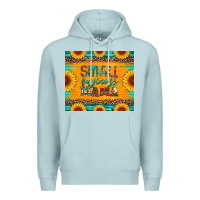 Blue Mist small business mama leopard turquoise aztec serape cowhide sunflowers Premium Hoodie - Artiststas