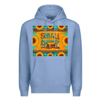 Colony Blue small business mama leopard turquoise aztec serape cowhide sunflowers Premium Hoodie - Artiststas
