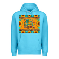 Ocean Blue small business mama leopard turquoise aztec serape cowhide sunflowers Premium Hoodie - Artiststas