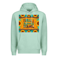 Seafoam small business mama leopard turquoise aztec serape cowhide sunflowers Premium Hoodie - Artiststas