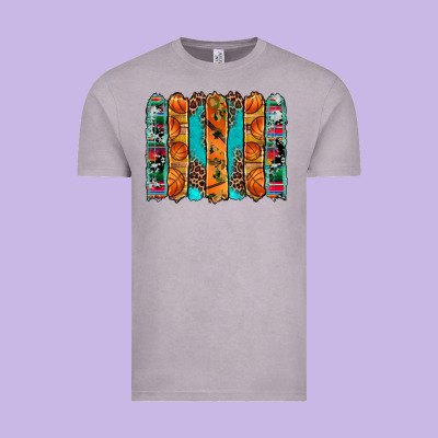 Basketball Serape Cowhide Turquoise Leopard Glitter  Brushstrokes Vintage Tee Designed By Artiststas