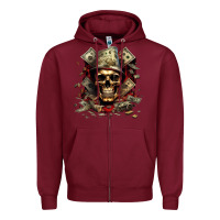 Burgundy bad money Zipper Hoodie - Unal Design
