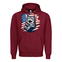 Burgundy cat1 Zipper Hoodie - Unal Design