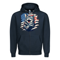 Navy cat1 Zipper Hoodie - Unal Design