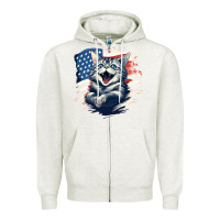 Oatmeal Heather cat1 Zipper Hoodie - Unal Design
