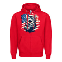 Red cat1 Zipper Hoodie - Unal Design