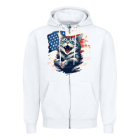 White cat1 Zipper Hoodie - Unal Design