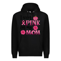 Black i wear pink for my mom sunlower and pumpkin Premium Hoodie - AdoDesignShop