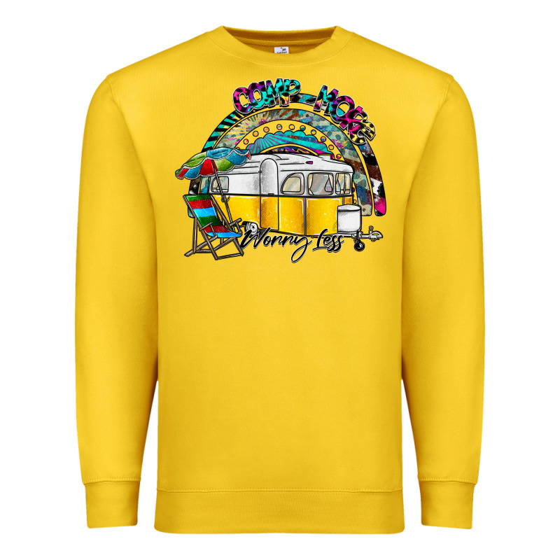 Camp More Worry Less Premium Sweatshirt by SublimationCraftShop | Teevron