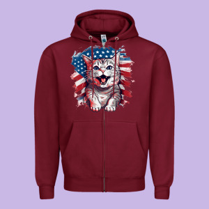 Cat2 Zipper Hoodie Designed By Unal Design