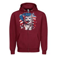 Burgundy cat2 Zipper Hoodie - Unal Design