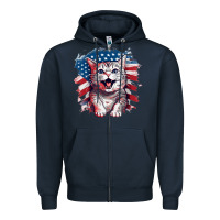 Navy cat2 Zipper Hoodie - Unal Design