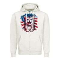 Oatmeal Heather cat2 Zipper Hoodie - Unal Design
