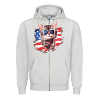 Dove Grey cat2 Zipper Hoodie - Unal Design