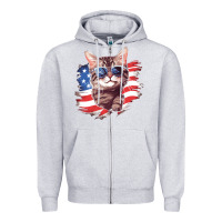 Heather Grey cat2 Zipper Hoodie - Unal Design