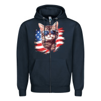 Navy cat2 Zipper Hoodie - Unal Design