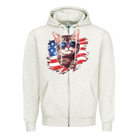 Oatmeal Heather cat2 Zipper Hoodie - Unal Design