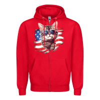 Red cat2 Zipper Hoodie - Unal Design