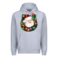 Heather Grey horseshoe santa Premium Hoodie - AdoDesignShop