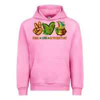 Fuchsia Pink peace love st patricks day Urban Hoodie - NancyCooperArtShop