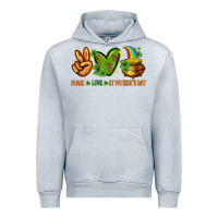 Heather Grey peace love st patricks day Urban Hoodie - NancyCooperArtShop