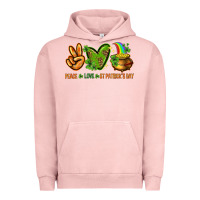 Pigment Salmon peace love st patricks day Urban Hoodie - NancyCooperArtShop