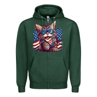 Sports Green cat4 Zipper Hoodie - Unal Design