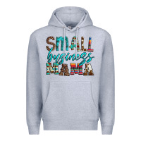 Heather Grey small business mama leopard turquoise aztec serape cowhide Premium Hoodie - Artiststas