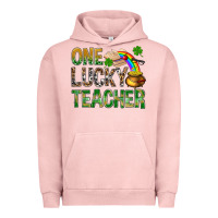 Pigment Salmon one lucky teacher st patricks Urban Hoodie - NancyCooperArtShop