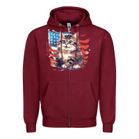 Burgundy cat3 Zipper Hoodie - Unal Design
