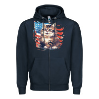 Navy cat3 Zipper Hoodie - Unal Design