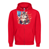 Red cat3 Zipper Hoodie - Unal Design