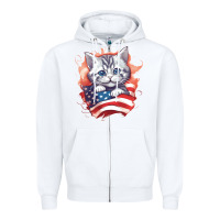 White cat6 Zipper Hoodie - Unal Design