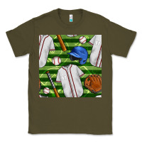 Army Green baseball uniform and field seamless pattern Classic Tee - BundleAndBundleShop
