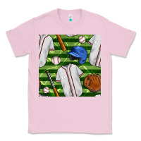 Bubblegum Pink baseball uniform and field seamless pattern Classic Tee - BundleAndBundleShop