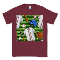 Burgundy baseball uniform and field seamless pattern Classic Tee - BundleAndBundleShop